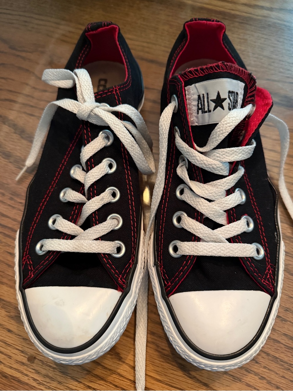Converse Low Top Sneakers - Black with Red Accents